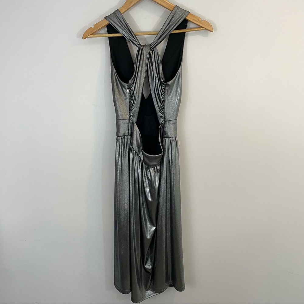 Joseph Ribkoff Metallic Silver Dress - Picture 6 of 11